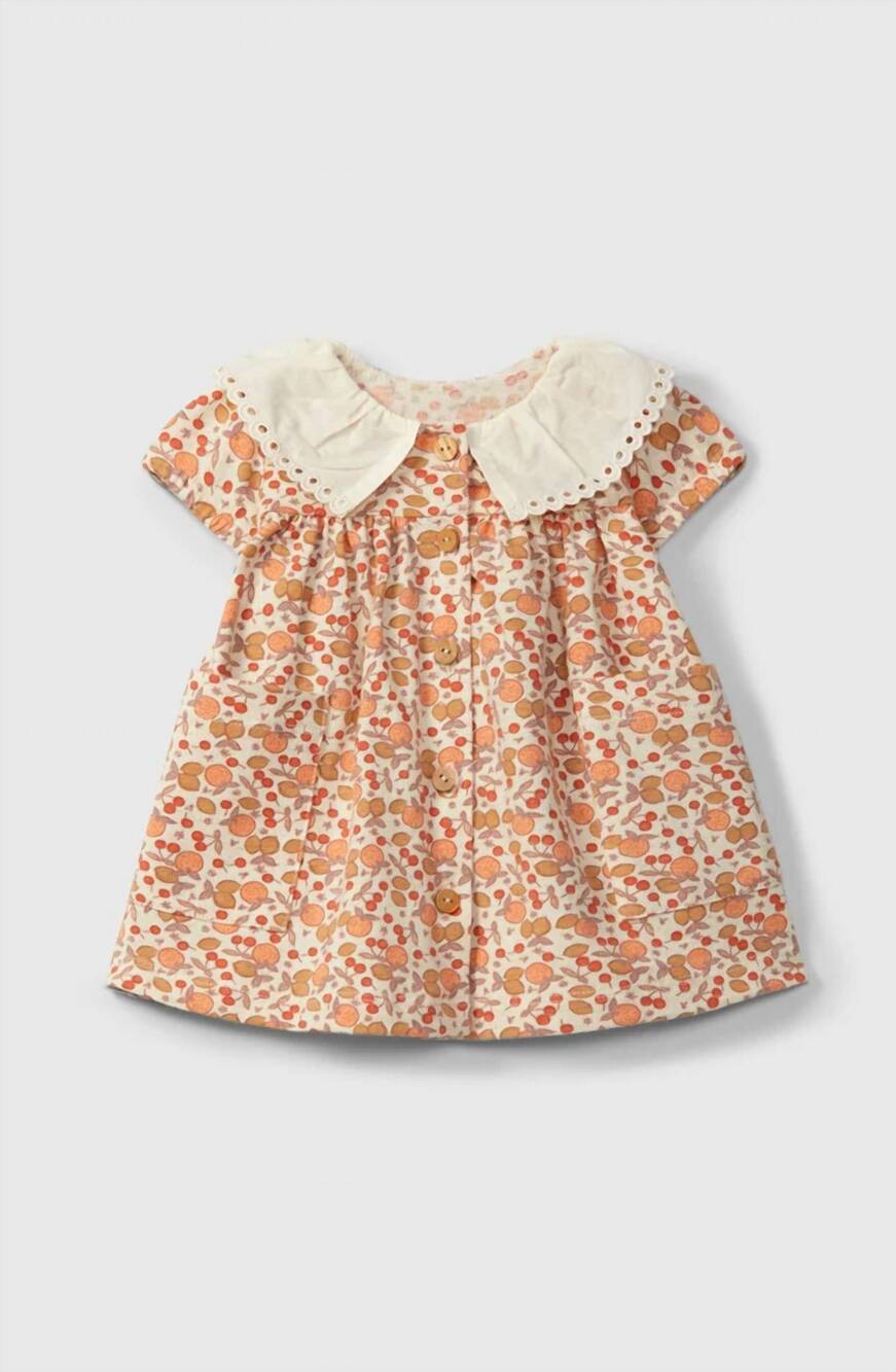 NEW SNUG girls citrus print collar dress in orange